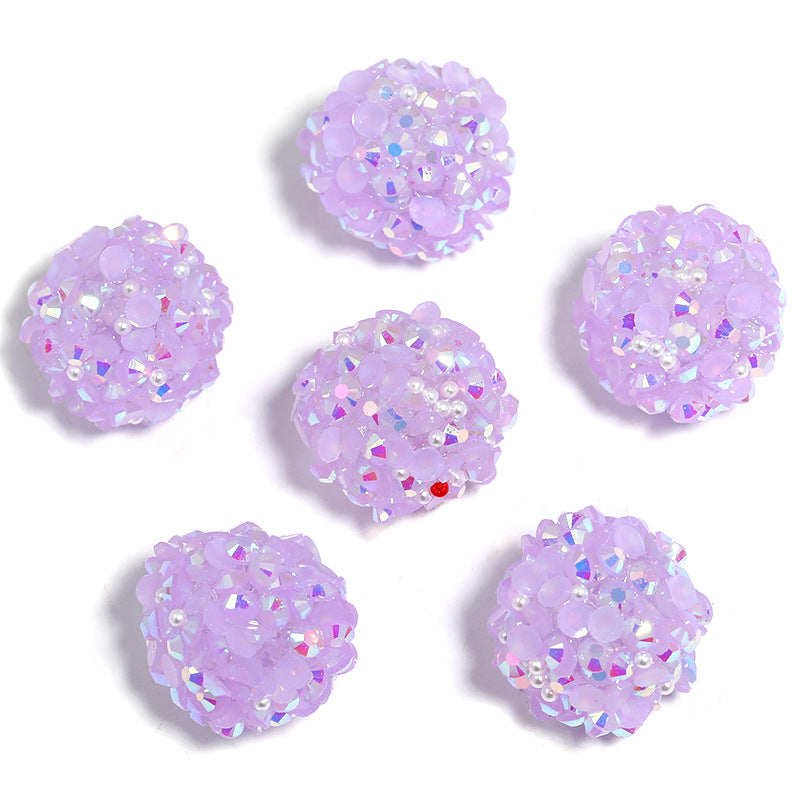 Wholesale 10PCS Colored Rhinestone Pearl Through Hole Acrylic Soft Sugar Beads